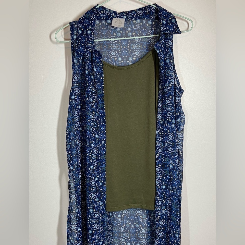 FALLS CREEK TANK TOP WITH ATTACHED SHELL SLEEVELESS SIZE X-LARGE  FLORAL PATTERN